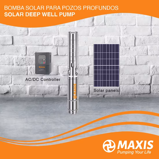 Maxis High Flow AC/DC Solar Submersible Borehole Water Pumps Electric Use for Deep Well with MPPT Controller